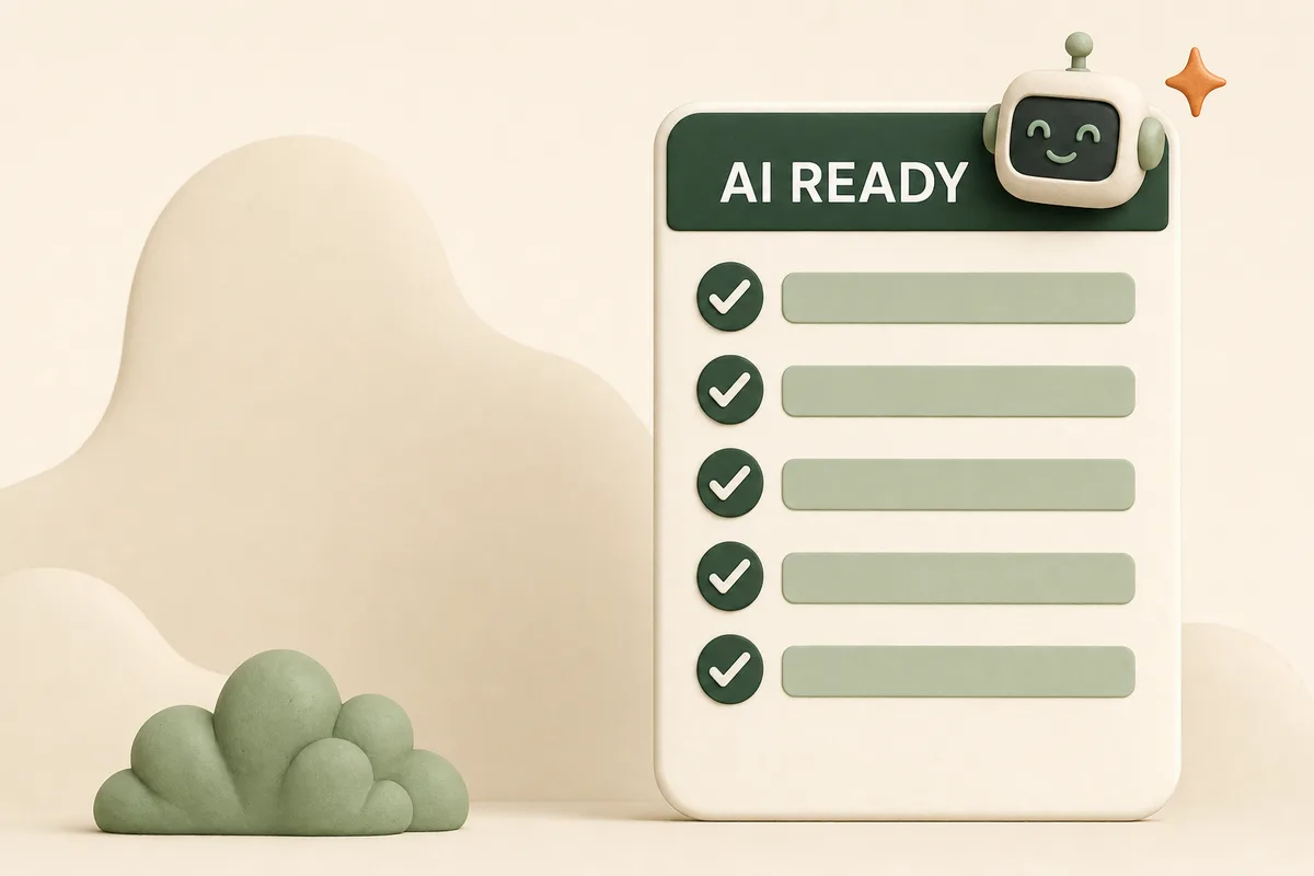 Card showing the AI-readiness checklist for a roofing website