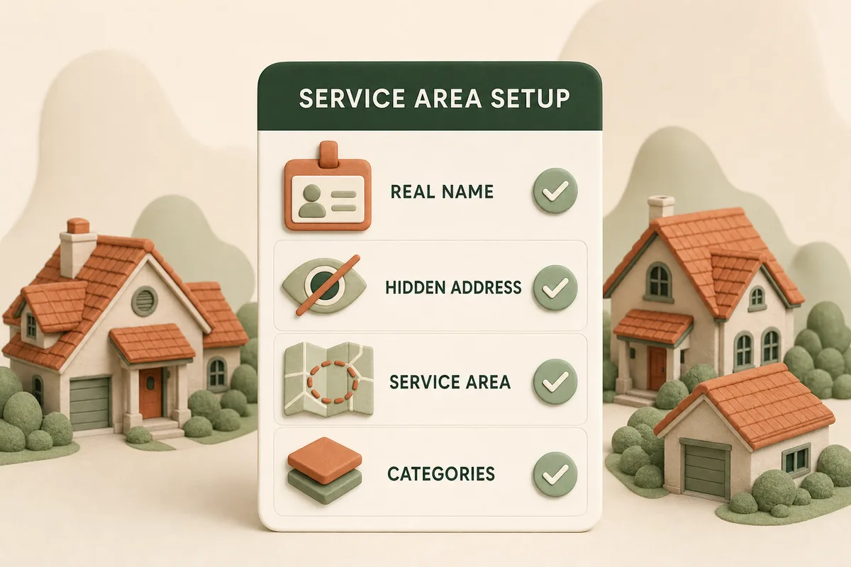 Checklist card of the service-area business setup rules