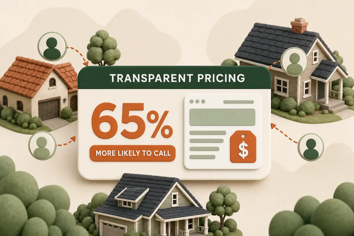 Card showing the transparent pricing stat and a website pricing section