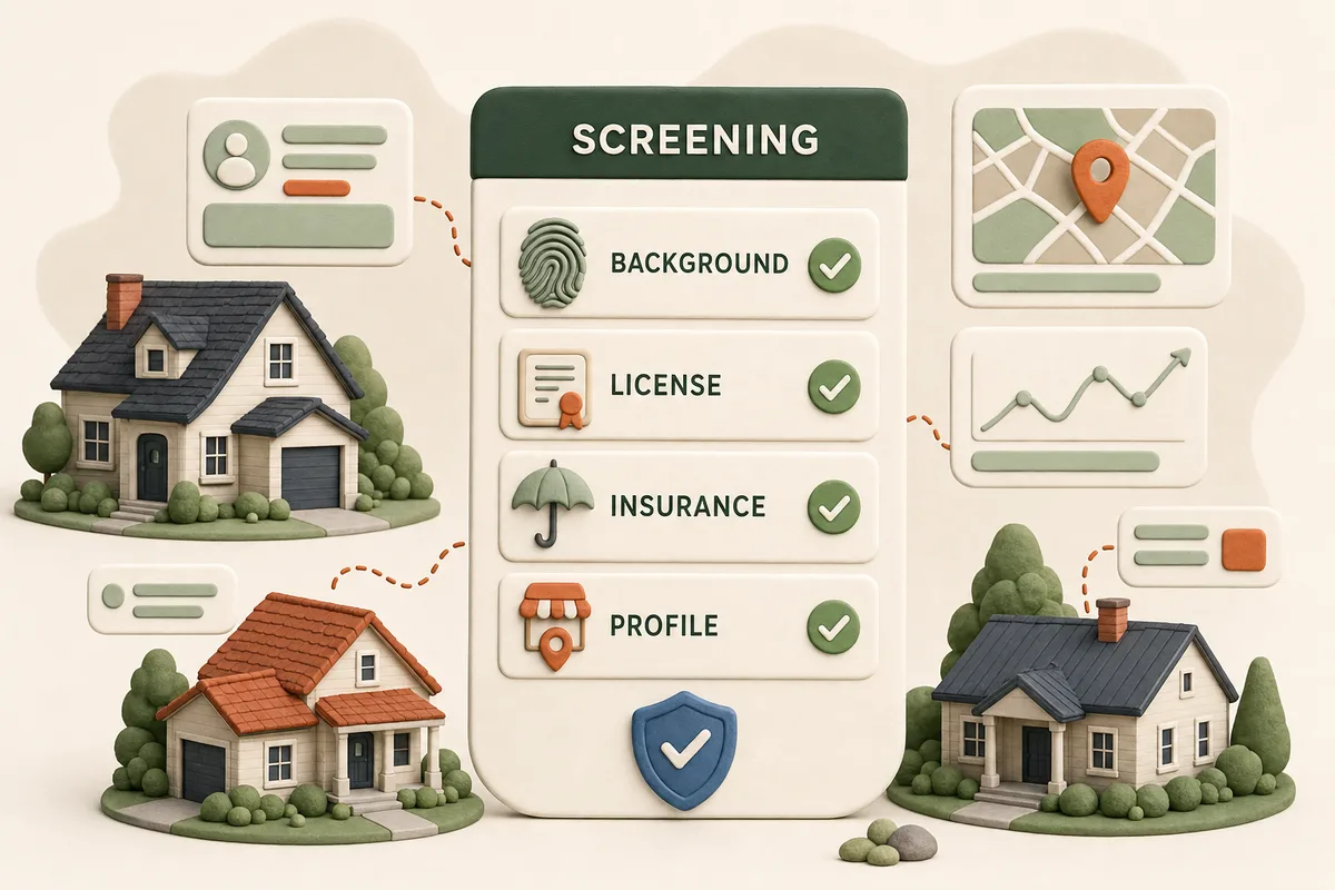 Card showing the LSA screening requirements for roofers