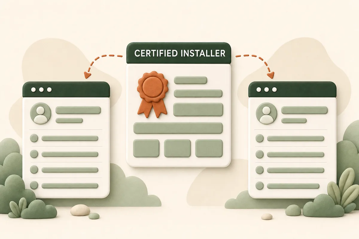 Card showing the metal installer link sources: manufacturer directories, certifications, associations